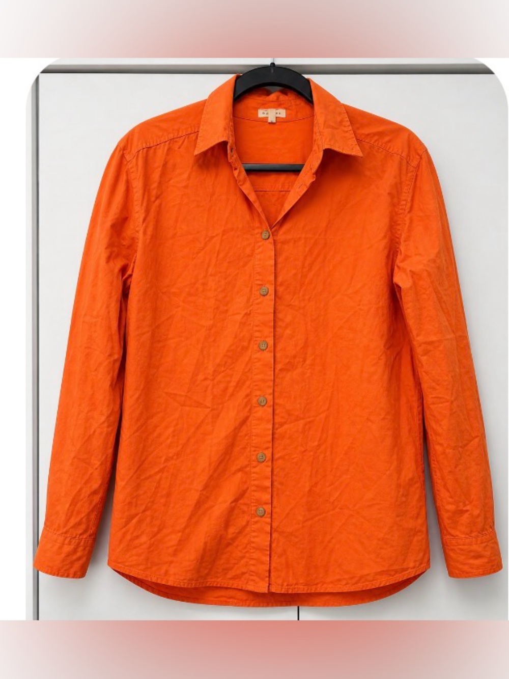 Donni Button-Up Shirt Womens Xsmall orange lightweight cotton long sleeves